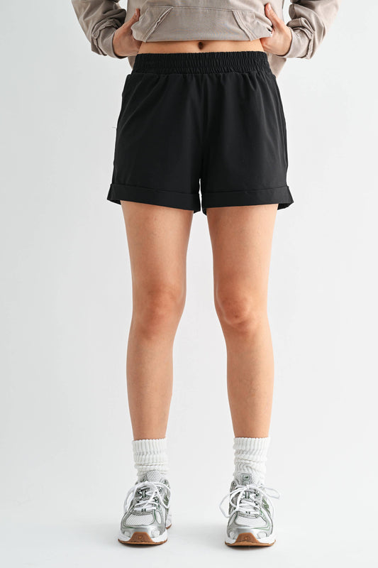 Mono b Highwaist Athleisure Shorts with Cuffed Leg