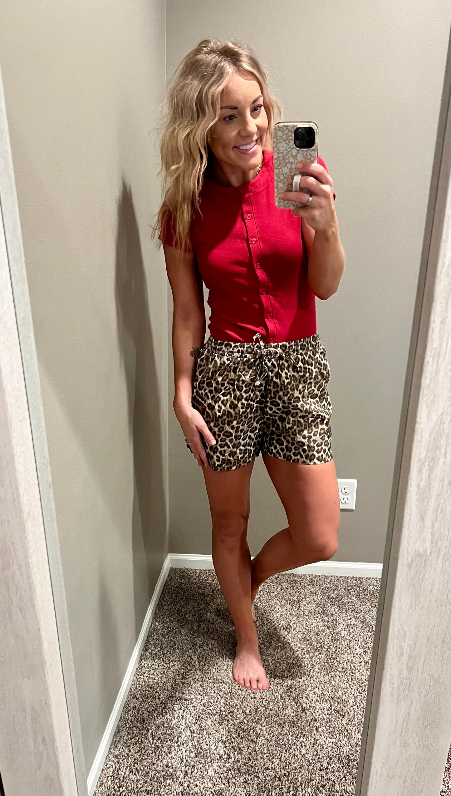 River ribbed button down top