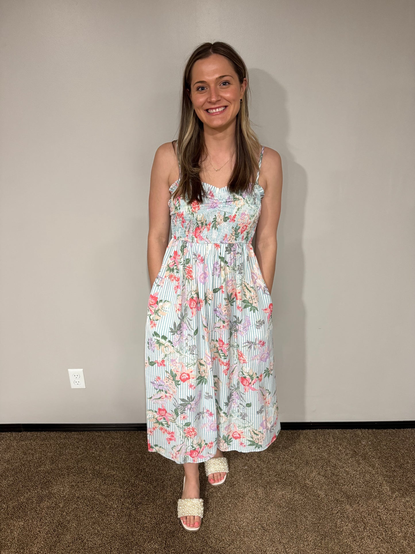 Brecklyn floral and striped dress