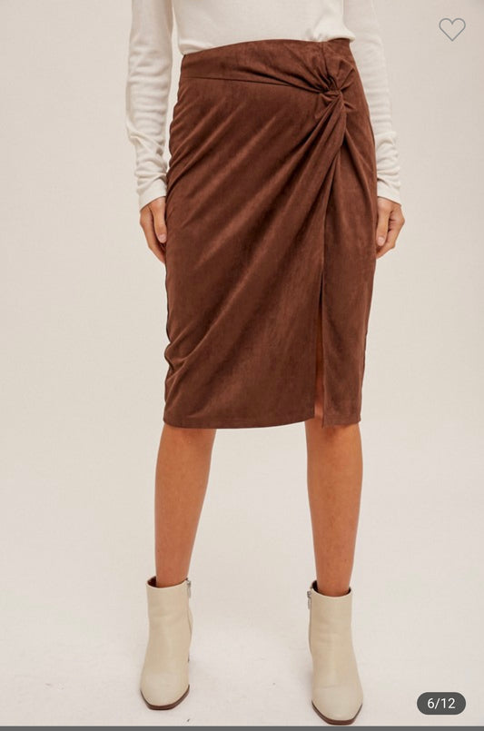 Suede brown skirt