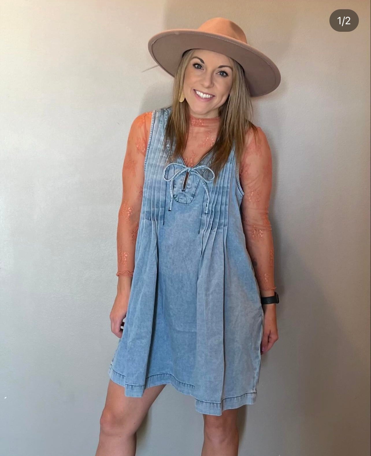 Vicky vneck denim dress