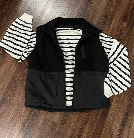 (Bethany black and white Stripped Knit Sweater