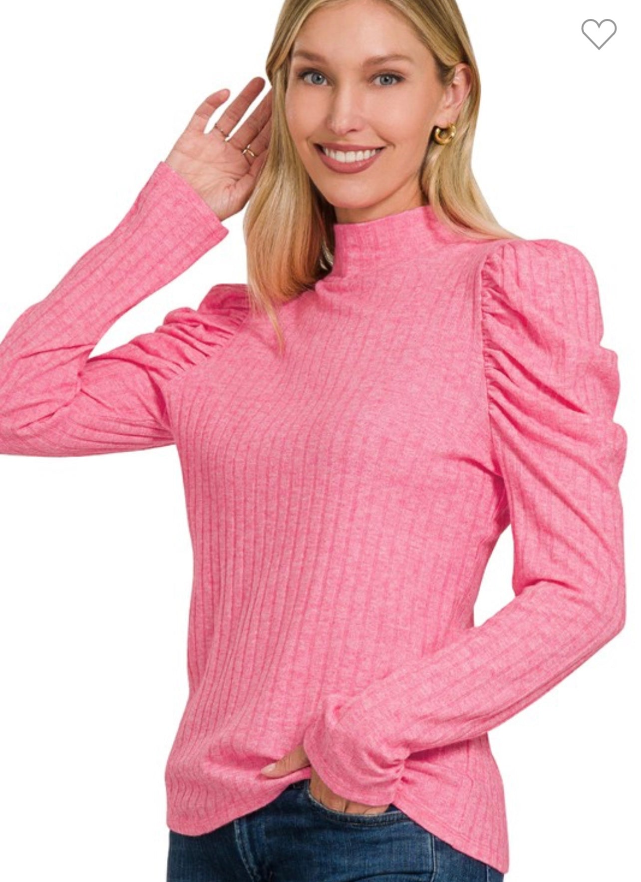 Rebecca ribbed mock neck top