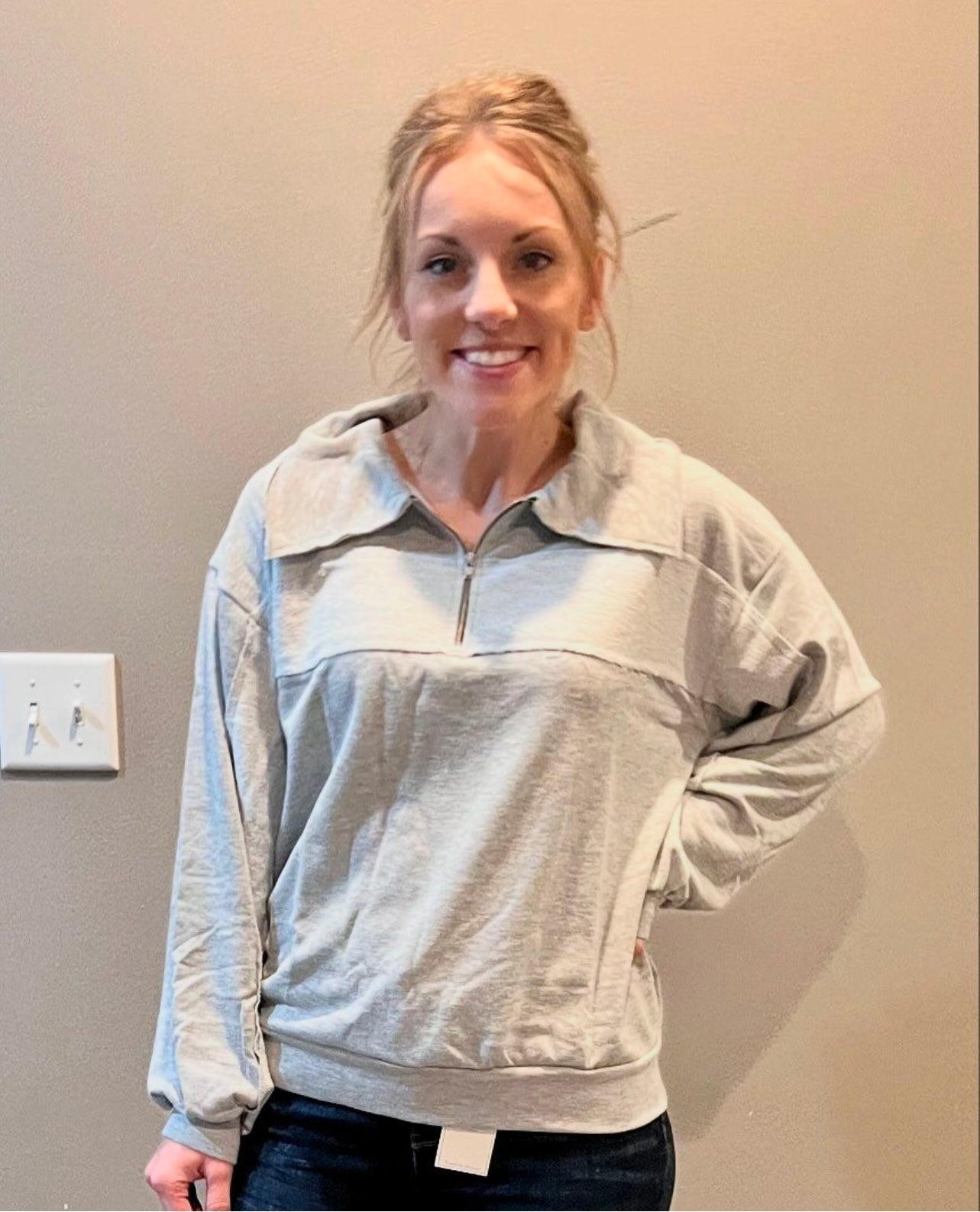 Heather gray half zip