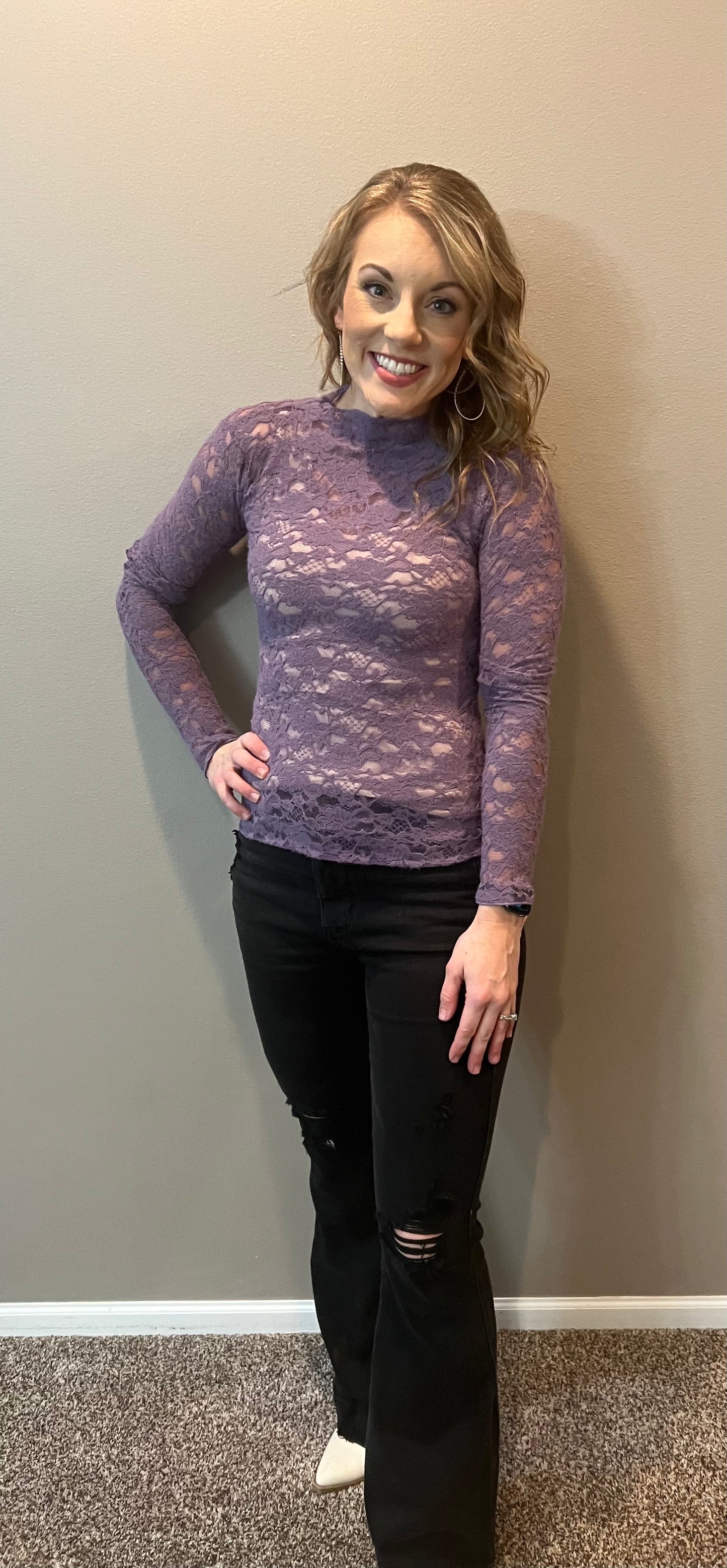 Purple haze highneck lace top