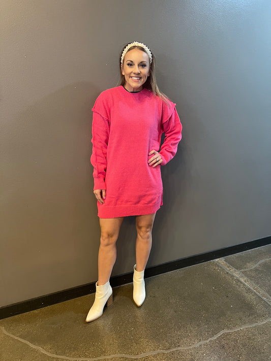 Heidi hot pink sweater dress