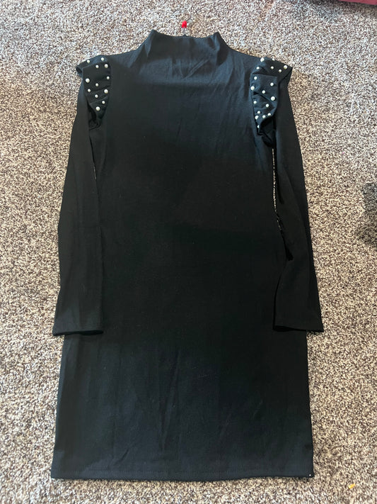 Black fitted pearl sleeve dress