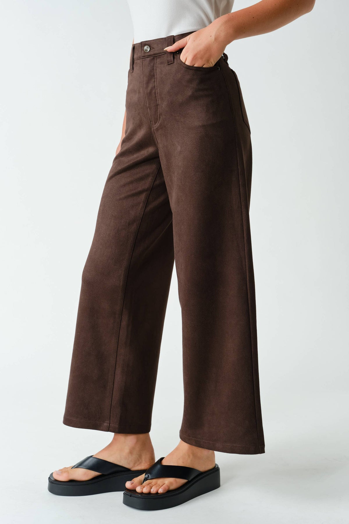 MOJAVE SUEDE-FINISH WIDE-LEG PANTS
