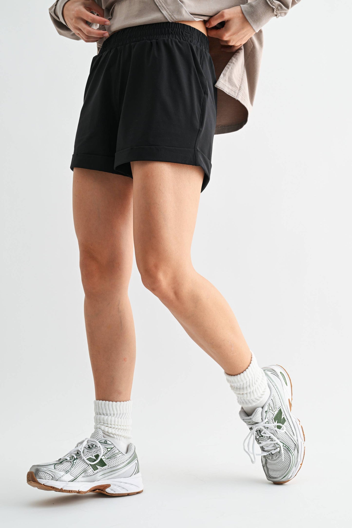 Mono b Highwaist Athleisure Shorts with Cuffed Leg