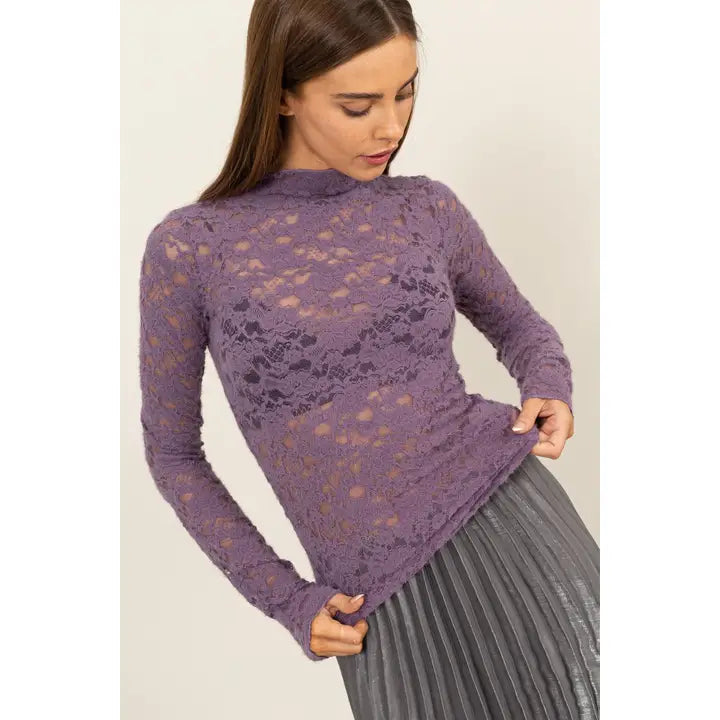 Purple haze highneck lace top