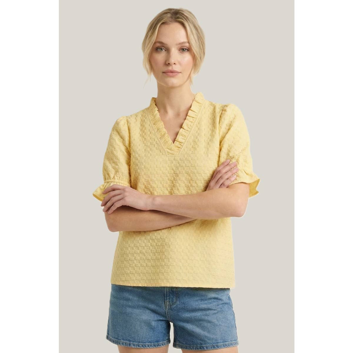 Devyn textured yellow top