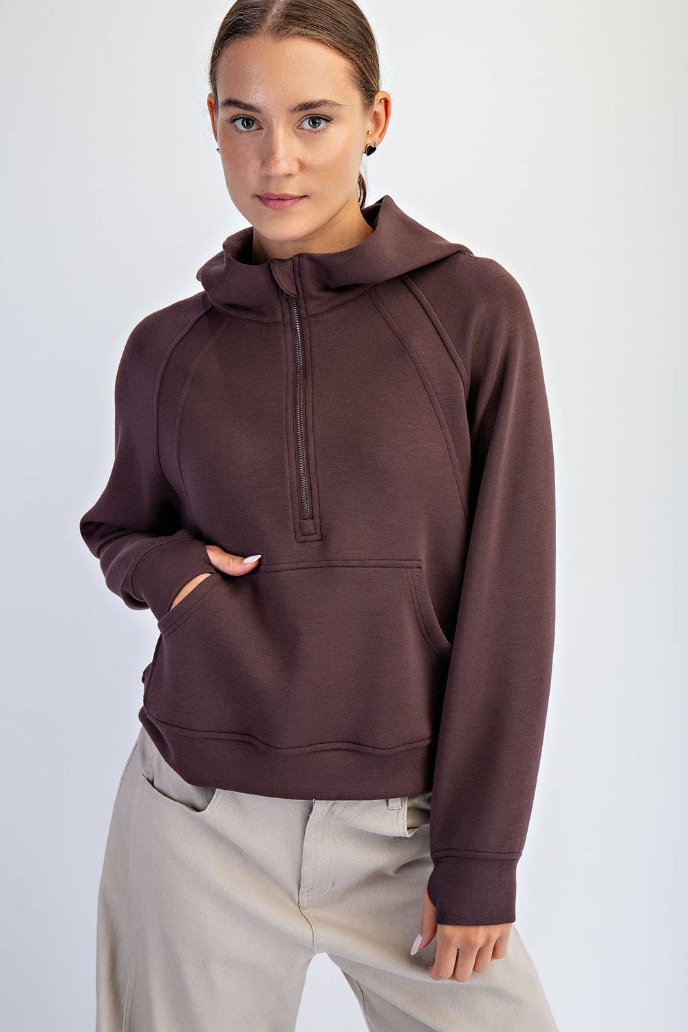 MODAL SCUBA QUARTER ZIP HODDIE JACKET