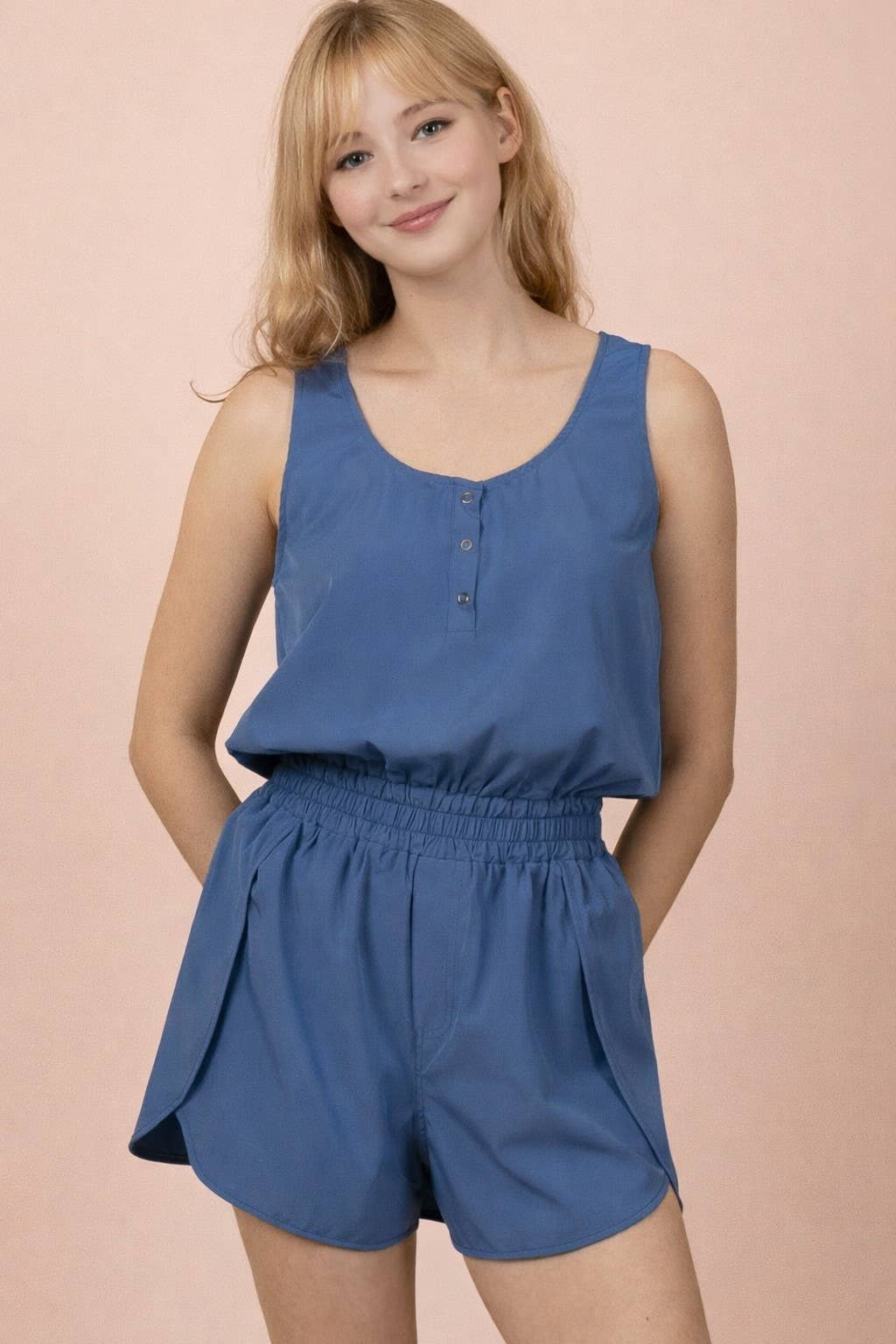 NP71045-Button Down Activewear Romper