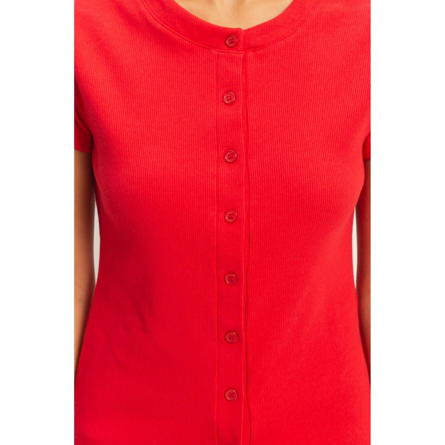 River ribbed button down top