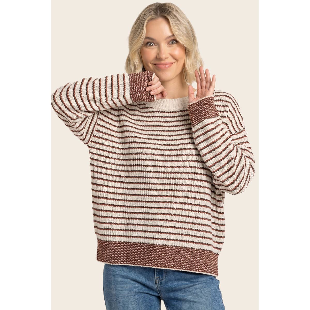 COLOR ACCENT STRIPED SWEATER