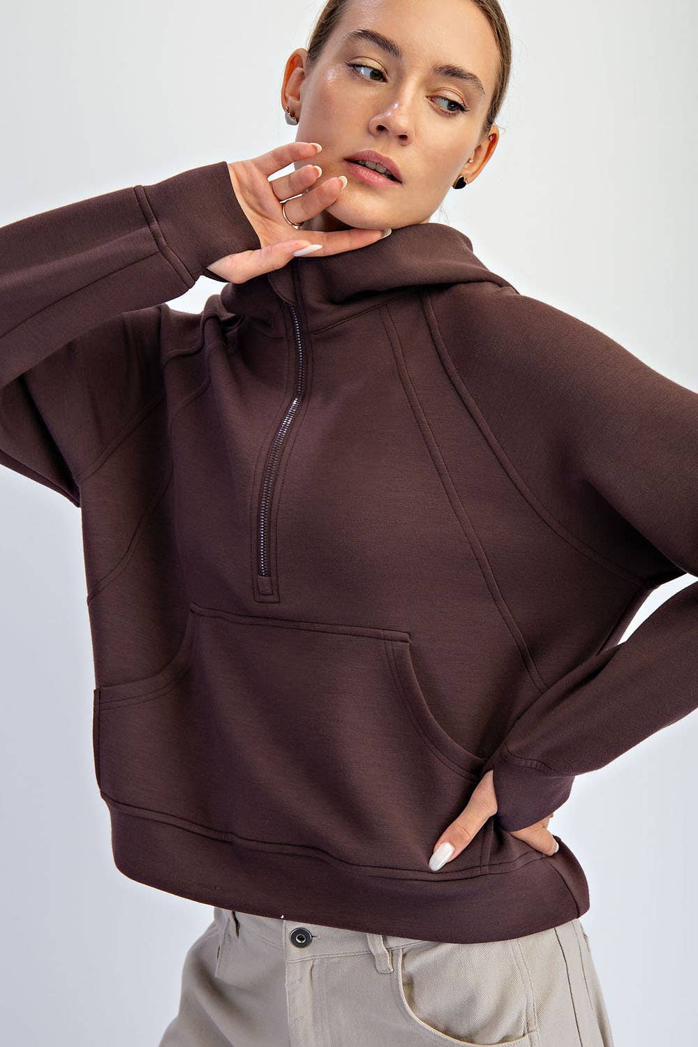 MODAL SCUBA QUARTER ZIP HODDIE JACKET