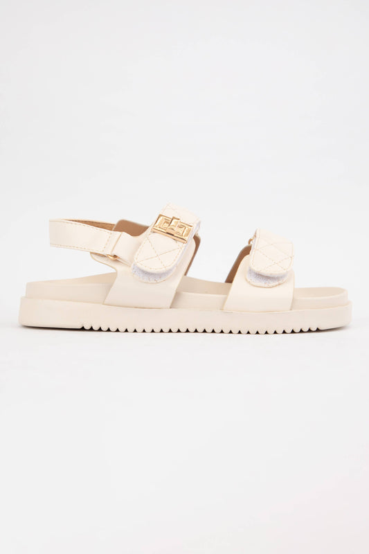 QUILTED VELCRO DOUBLE STRAP SANDALS